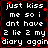 Black background with white pixelated text reading 'just kiss me so i dnt have 2 lie 2 my diary again' and red star-like pixels scattered throughout.