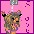 Pixel art contact sheet of a 7-frame animated icon featuring a cartoon character with long brown hair, blue eyes, and purple accessories against a pink background with vertical "Slave" text.