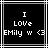 Black background with white text reading "I LOVE EMILY w <3" in pixelated font, framed by a of thin gray and white lines