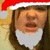 A person wearing a red and white Santa hat with a white beard, showing facial expressions in four