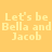 Pixelated text 'Let's be Bella and Jacob' on yellow background with pink rectangular overlays shifting across different words in each frame.