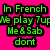 Pixelated green text on bright pink background with partial phrases about French language, Sab, music, and guessing an animal.