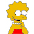 Pixelated character with yellow hair, white eyes, red mouth, and red dress on white background.