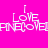 Four quadrants display pixelated text 'I LOVE PINECONES' with color variations across pink, purple, cyan, and lavender backgrounds.
