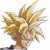 Pixelated image of a character with spiky golden hair and brown skin, wearing dark clothing against a white background.