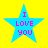 Four identical blue star icons with pink text "I LOVE YOU" on a yellow background, arranged in a
