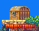 Pixel art scene with a wooden chest on stone platform, green foliage, and blue sky background featuring red 'PREVIEW!!!' text.