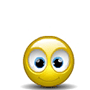 Yellow circular emoji face with large blue eyes and black pupils, displaying multiple expressions including neutral, smiling, open-mouthed, and thumbs-up gesture, each paired with 'Good Luck!' or 'Good' speech bubble.