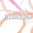 A repeating pattern of stylized curved shapes in peach and pink with text elements 'TAKE A RISK' and 'love' on a white background.