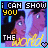 Pixelated animation of two characters with text 'I CAN SHOW YOU THE world' and a yellow heart symbol.
