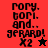 Pixelated text and star symbols on red, dark red, and black backgrounds with visible animation changes between frames.