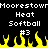 Pixelated text and yellow flames on black background with repeated 'Moorestown Heat Softball #3' elements.