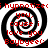 Four identical display a black-and-white spiral background with red text reading "i hypnotized hypnotized you, cause i love you Baybyee:" in pixelated font