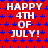 Red background with blue stars and white text reading "HAPPY 4TH OF JULY!" in a pattern