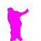 20 stylized human silhouettes in five distinct colors, each performing a different dance pose against a solid gray background