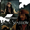 Animated sequence of Captain Jack Sparrow from Pirates of the Caribbean with changing hand gestures and facial expressions, text "CAPTAIN JACK SPARROW" below each frame.