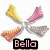 Four identical four-armed star-shaped icons with colored segments and text labels changing across frames.