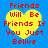 Four identical pixelated yellow hearts on blue background with red text reading 'Friends Will Be Friends If You Just Belive' in a