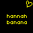 Yellow pixelated heart symbol above two identical of yellow text reading 'hannah' and 'banana' on a black background