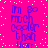 Pixelated text on a bright pink background with scattered white dots, displaying "I'm Much Cooler Than Urr" in blue and purple lettering.