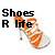 Pixelated icon shows 'Shoes R Me' text above a blurred figure in orange and brown tones with light background.