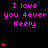 Pixelated text and heart symbols animate on a black background with a gray corner element.