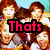 six pixelated images with bold red text overlays reading "Thats What Makes You Beautiful" over various group photos