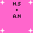 Pink background with white starbursts and black text reading H.S + A.N arranged in two vertical