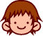 Pixelated cartoon head with brown hair and small ears, showing two facial expressions against a gray background.
