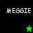 Four display 'MEGGIE' text with a green star and black star icon on green and black backgrounds
