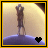 Two side-by-side frames show a pixelated figure standing on a purple sphere under a yellow gradient sky, with one frame containing a black heart and the other a yellow heart.