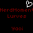 Pixelated white heart outline above red text reading 'NerdMoment', 'Lurves', and 'Yooi' on black background.