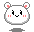Pixelated white character with pink inner ears and blush marks, displaying multiple facial expressions across nine positions