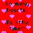 Red background with pink pixelated hearts and black text repeating 'So many hearts, So little Time!!!' in a pattern