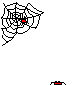 Animated spider web with a red spider moving down a vertical line, changing position and orientation across frames.
