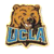 Static pixelated icon featuring a cartoon bear face above blue text reading "UCLA" on a white background.