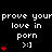 Pixelated text and heart symbols repeat across a black background with animated red hearts appearing in
