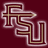 Maroon background with stylized 'FSU' letters in gold and white outline; one version includes 'Go Noles' text overlay in yellow with black outline.