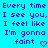 Blue pixelated text on cyan background repeats lyrics with heart symbol at bottom right.