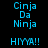 Pixelated text 'Cinja Da Ninja' and 'HIYAA!!' on a black background with green gradient effects.