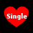 Four red heart shapes with white text reading "Single" on a black background, arranged in two of two