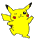 Four pixelated yellow Pikachu figures with red cheeks and black-tipped ears in distinct poses against a gray background.