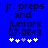 Blue background with black pixelated text reading 'jr. preps and juniors 07-08<3' and five white plus symbols below, where the third symbol changes from white to light blue between frames.