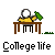 Pixel art animation of a figure in yellow shirt at brown desk with green object, showing sequential movements including arm extension and head turn.