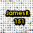 Pixelated image with yellow and green text over a background, featuring a yellow cartoon character with black-tipped ears and a raised arm
