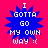 Four identical blue starburst shapes on a bright pink background, each containing white pixelated text reading "I GOTTA GO MY OWN WAY :(" with a sad face emoticon.