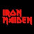 Red pixelated text "IRON MAIDEN" on black background with one gray visible