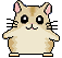 Two side-by-side pixel art hamster icons with subtle pose differences on a gray background.