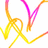 A static pixelated image shows abstract curved lines in yellow, orange, and pink hues on a white background with no visible text or distinct subjects.