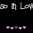 Pixelated text 'so in Love' repeats across top, with two of pink and purple heart symbols below on black background